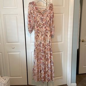 Long, paisley, open back dress